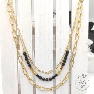 Collana Triple Chain Black